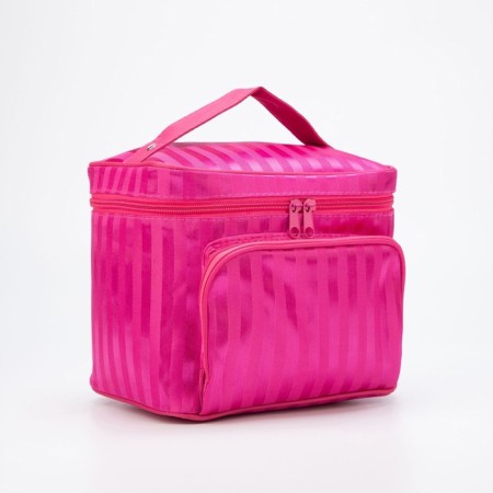 Cosmetic bag with a zipper, with a mirror, pink color