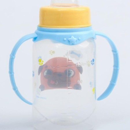 A bottle for feeding "Trend. Dogs ”, classic throat, 150 ml., 3 months, cylinder, with handles, blue color-5