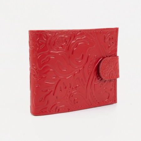 Women's wallet on the button, red color