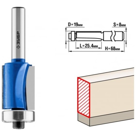 Clester's grove 28727-19-25.4, with the lower bearing, shank d = 8 mm, 19 x 25.4 mm