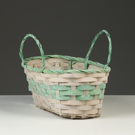 Wicker basket, d25 x 18 x 11/19 cm, green, bamboo