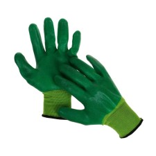 Garden, nylon gloves, with a double anti -sloping nitrilum pound, size 10, color mix, Greengo
