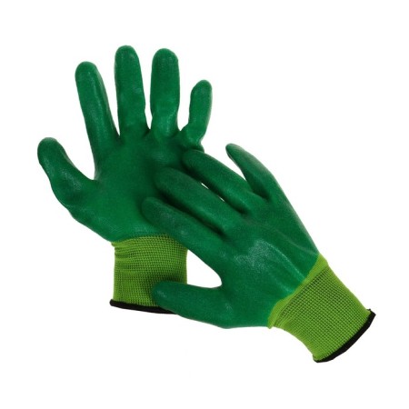 Garden, nylon gloves, with a double anti -sloping nitrilum pound, size 10, color mix, Greengo