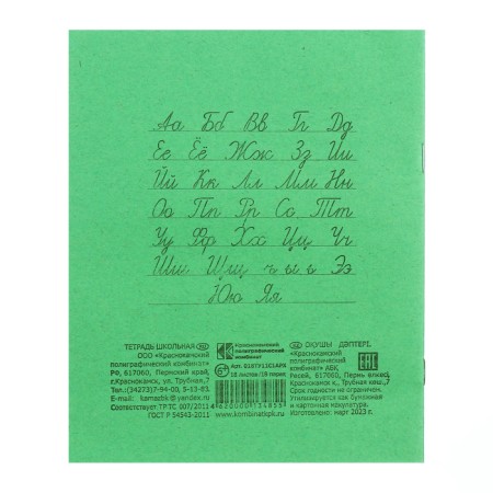 Notebook 18 sheets line "Green cover", density 60 g/m2, whiteness 92%-2