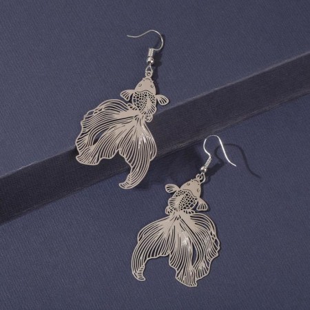 Earrings Metal "Fish" Magic, Color silver-1