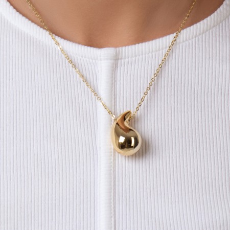 Set 2 objects: earrings, pendant "drop", color gold, 40 cm-4
