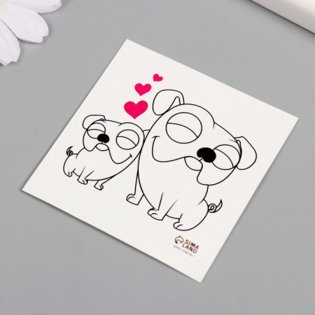 Tattoo on the body black "pugs" 6x6 cm-4