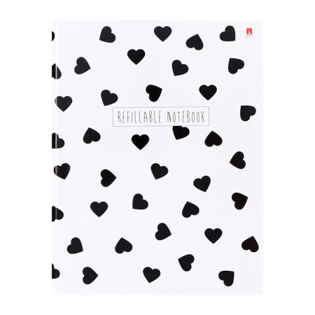 Notebook on rings of 80 sheets in the Black & White cage, with a shift block, a solid cover, glossy lamination, block 60 g/m2