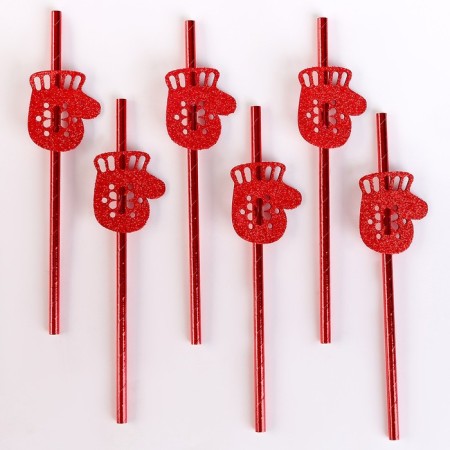 Pipe for the cocktail "mittens", in the set 6 pcs., Reds-1