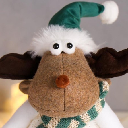 Interior doll "Losik in a green cap, and a white outfit with golden patterns" 30x10x14 cm-4
