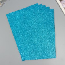 A set of glitter foamiran (5 sheets) 2 mm, 20x30 cm, blue