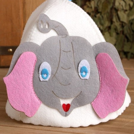 Bath cap with children's applique "Elephant" felt-1