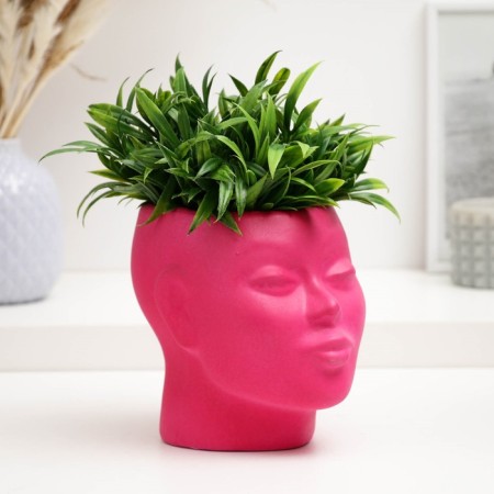 Figure pot "Girl's head" Pink, 16x14x16cm