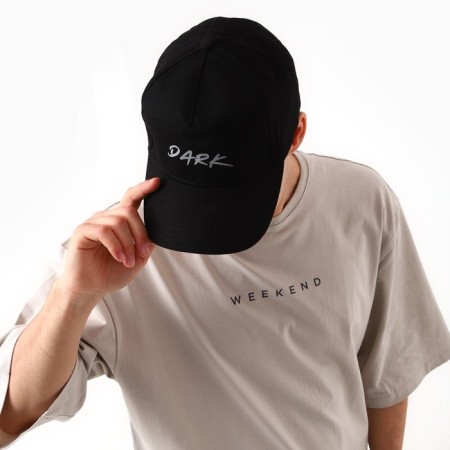 Men's cap with reflective elements, black color, river 56-8