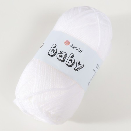 Baby yarn 100% acrylic 150m/50g (501 white)-1