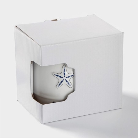 Ceramic mug with a wooden lid and spoon "Sea", 400 ml, Mix drawing-4
