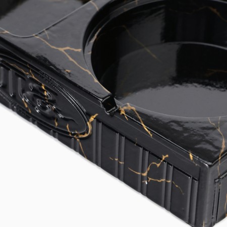 Ash "marble", 22.3 x 12.4 x 10.5 cm, ceramics, with a lid, black-4