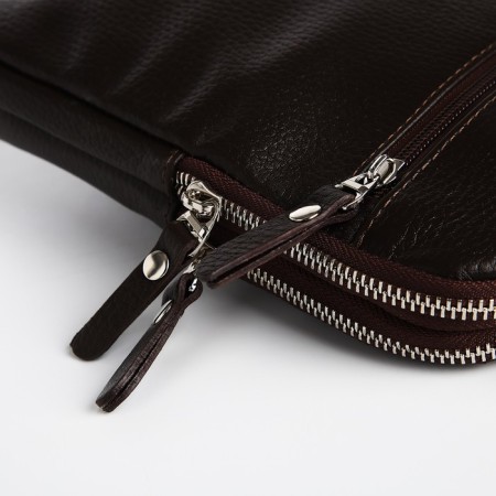 Male bag, textura over the shoulder, genuine leather, dark brown color-4