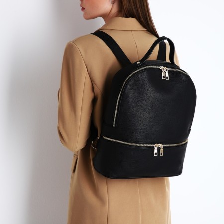 Women's backpack made of artificial leather with lightning, 2 pockets, black color-6