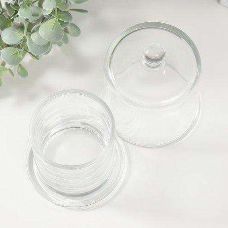 Bank for candles glass with a lid "Dome" Transparent 11.2x9x9 cm-2