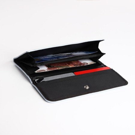 Women's wallet on the button, blue color-3