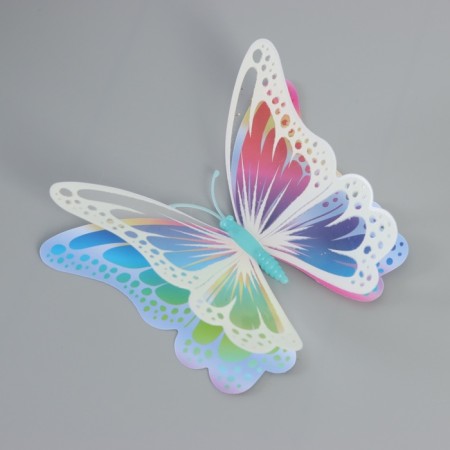 Magnet Plastic glows in the dark "Color butterflies" double wings set 12 pcs-2
