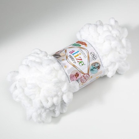 Yarn "Puffy" 100 % micropoliester 9m/100g (55 white)-1