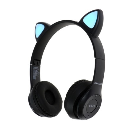 Headphones Ergolux ElX-BTHP02-C02, wireless, invoices, microphone, 250mach, FM, black