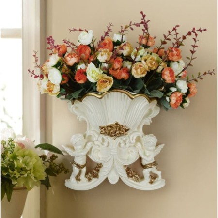 Decor Nastenna-Vaza "Angels", 20.5 cm x 22.5, white with gold