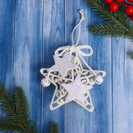 Christmas tree decoration "Star in lace" 10x10 cm, white