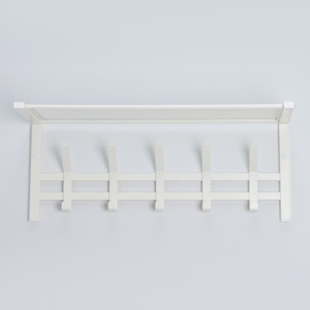 Ban with the Toronto 21 shelf, 67 × 27 × 27 cm, 5 double hooks, white color-2