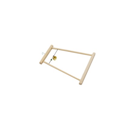 Bird swings in a cage wooden, large with beads and bell, 17 x 0.8 x 19.5 cm