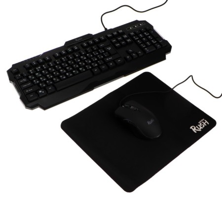 Keyboard set+mouse+carpet Smartbuy Rush Shotgun, wire, membranes, 3200 dpi, usb, black-1
