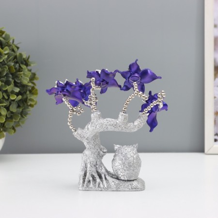 Souvenir from the evil eye "Blooming wood. Eggy with a gold settlement" silver, blue 16x5.5x18.5 cm-2