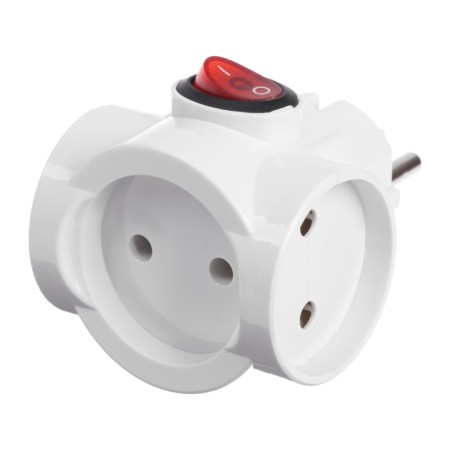 Electric tee with a switch, 10A, without salary, 220V, white
