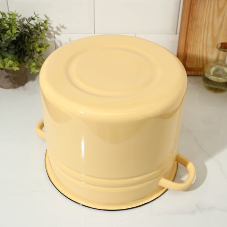 Cylindrical pan, 9 l, induction, without decor, beige color-3