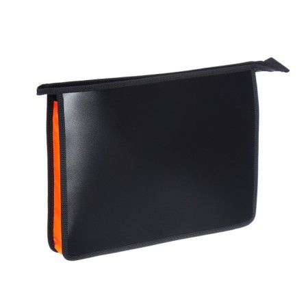 Plastic folder A4, 340 x 245 x 40 mm, lightning from above, plastic, calligrata top, black/orange-1