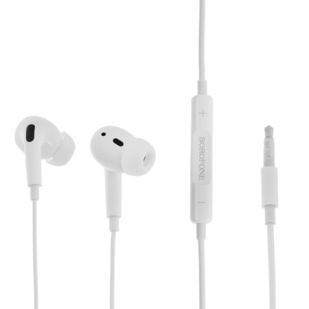 Headphones Borofone BM30 Pro, vacuum, microphone, jack 3.5 mm, cable 1.2 m, white-1