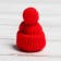 Knitted hat with a pompom, set of 5 pcs., Red color