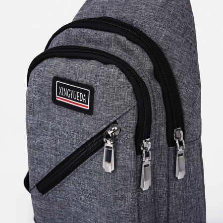 Male sling bag from textiles, gray color-3