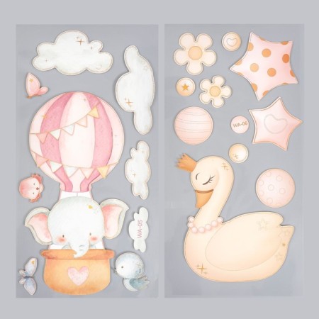Interior sticker "Elephant/Princess-Swan" mix 31x60 cm