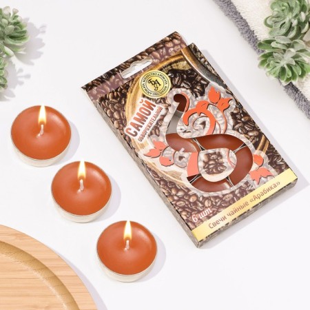 Aromatic tea candles, 6 pieces, arabica