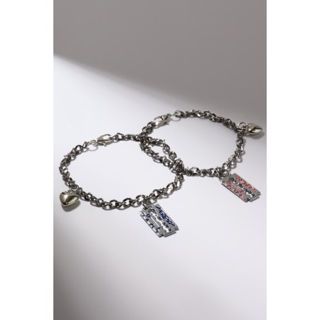 Bracelets "Demetrons" blades, blue pink color in silver, 17 size-2