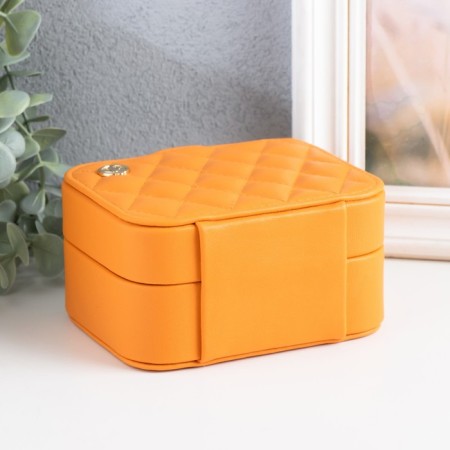 Casket to the leatherette for jewelry "Stygian matte" orange 12x10x6.3 cm-3