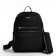 A backpack with a zipper, 5 outer pockets, pencil case, black color