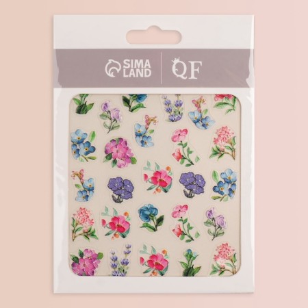 Nail stickers "Flower Garden", voluminous, multi -colored-3