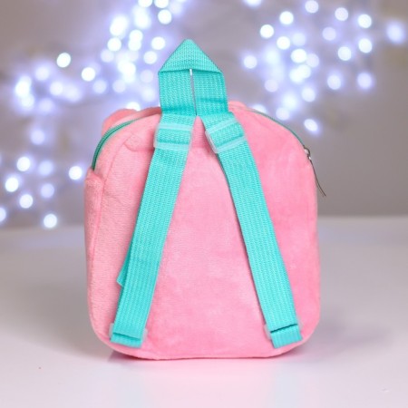 Baby plush backpack for the girl "Hare", with a pocket, 22x17 cm, for the New Year-3