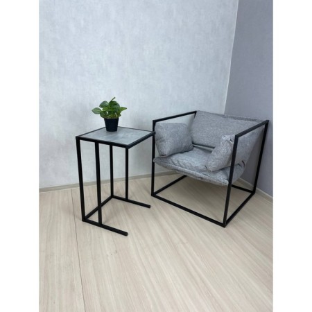 Table Mini, 400x400x650, Black Muar/Metropolitan Gray-1