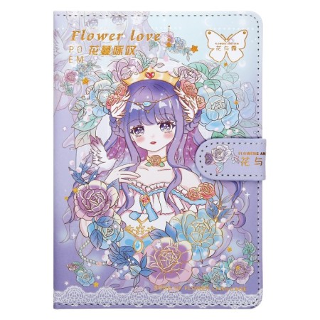 Gift notebook, A6+, 132 sheets, color block, with a stream on a magnet, PVC cover, "Anime", mix-4