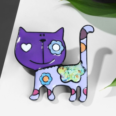 Cartoon brooch "Cat" Funny, colored in ferrous metal